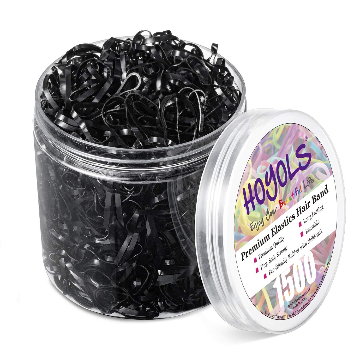 1500 Stück Schwarze Elastische Haargummis Haarbänder Mini Polyband