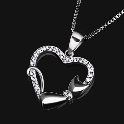 925er Katzen-Herz Kette Zirkonia Anhänger Silber 21x16mm 3g
