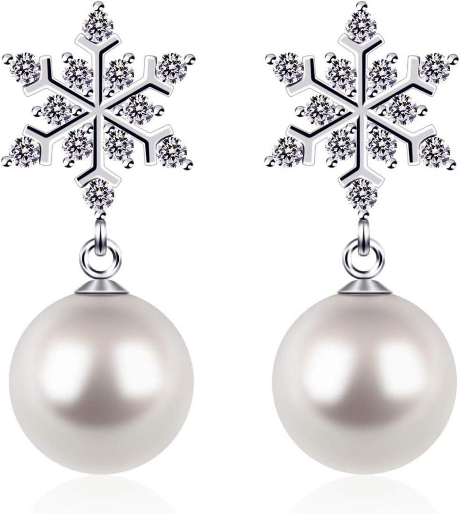 Perlen Ohrringe Schneeflocke 925 Silber für Damen