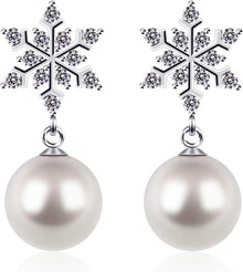 Perlen Ohrringe Schneeflocke 925 Silber für Damen