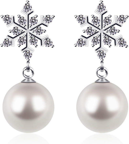 Perlen Ohrringe Schneeflocke 925 Silber für Damen