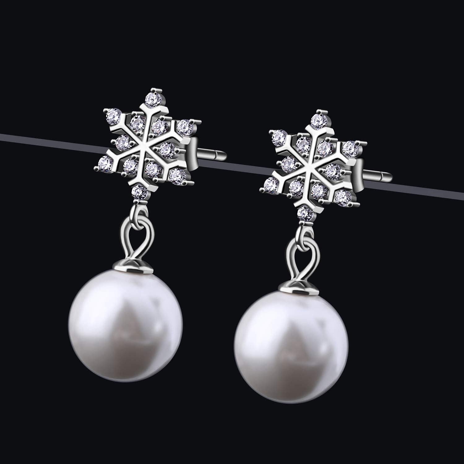 Perlen Ohrringe Schneeflocke 925 Silber für Damen