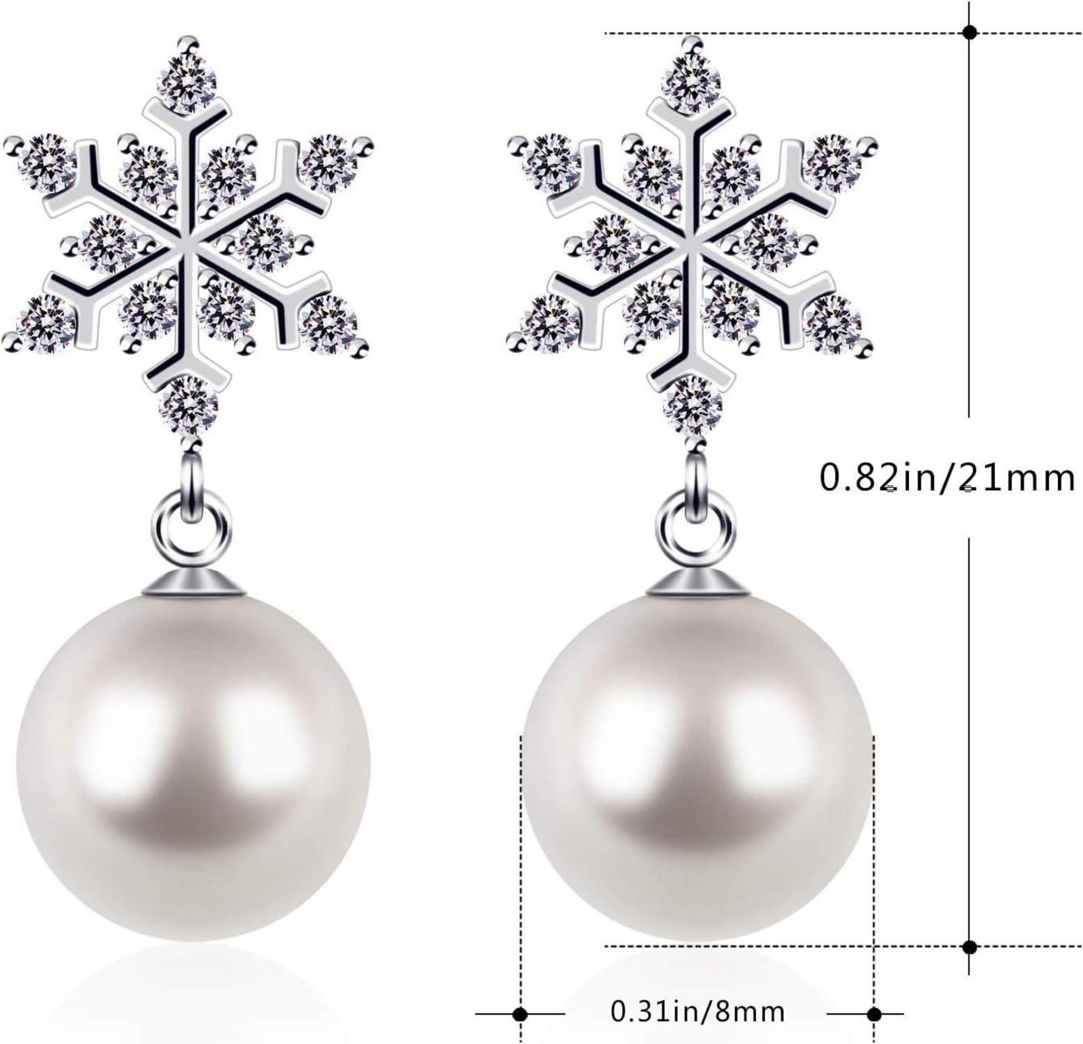 D.Perlla Damen Ohrringe Schneeflocke Perlen 925 Sterling Silber GESTEMPELT