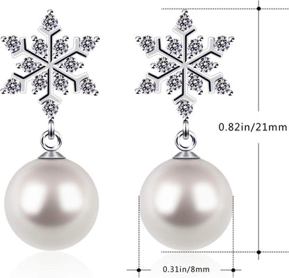 D.Perlla Damen Ohrringe Schneeflocke Perlen 925 Sterling Silber GESTEMPELT