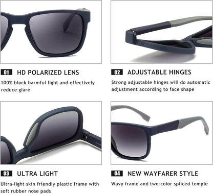 Polarisierte Sonnenbrille mit Federscharnieren in Blau- Grau-Tönen