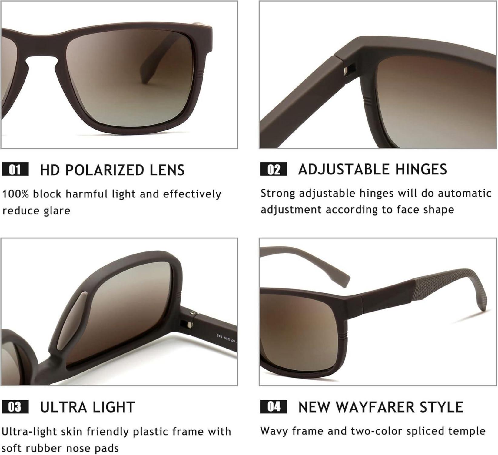 Polarisierte UV400 Sonnenbrille, Flexibler Arm, Federscharnier