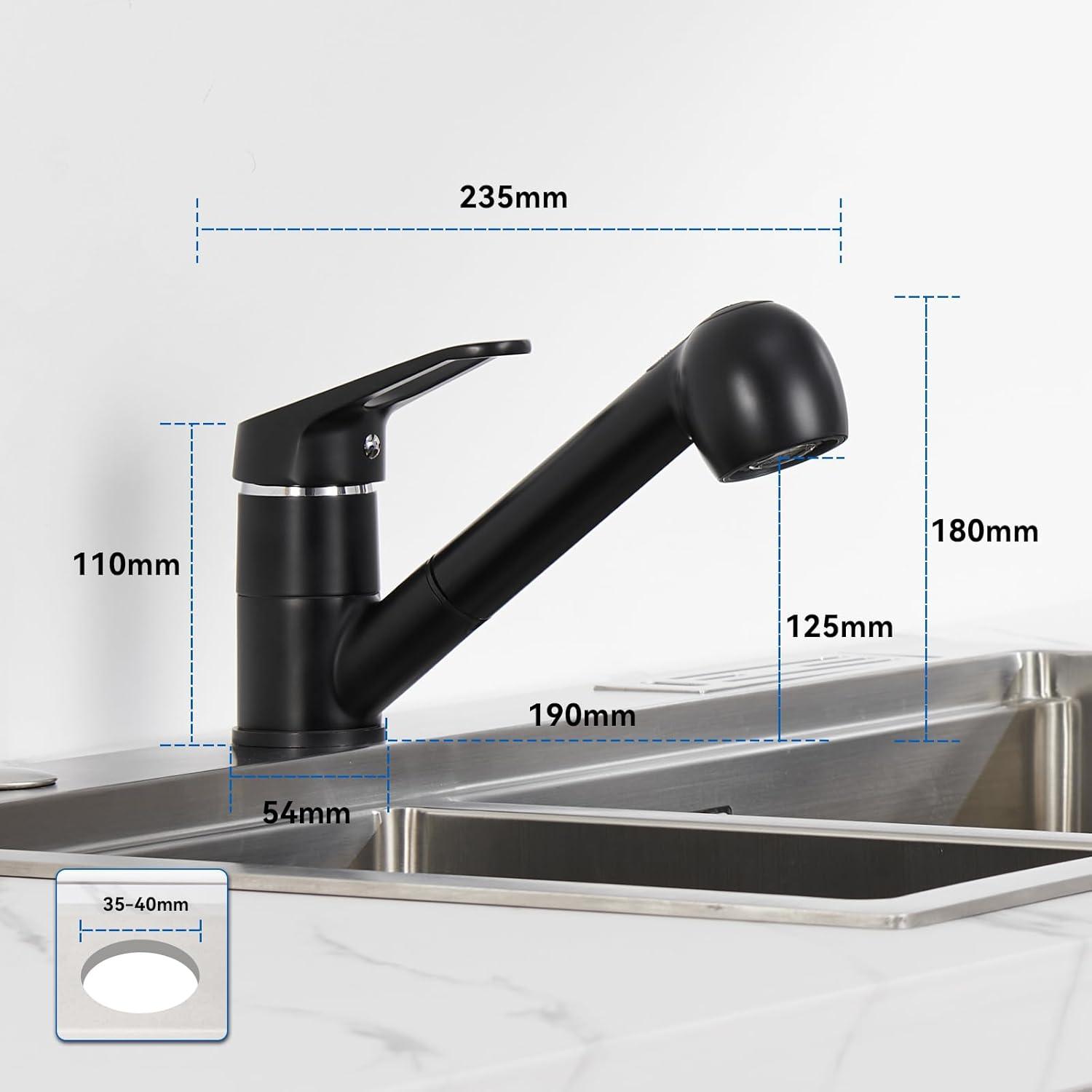 Küchenarmatur Schwarz Ausziehbar 360° Drehbar Spültischarmatur Brause