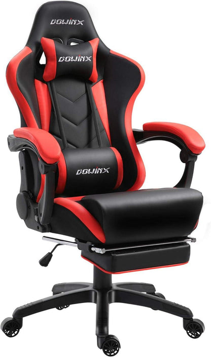 Ergonomischer Gaming Stuhl mit Massage Lordosenstütze & Fußraste