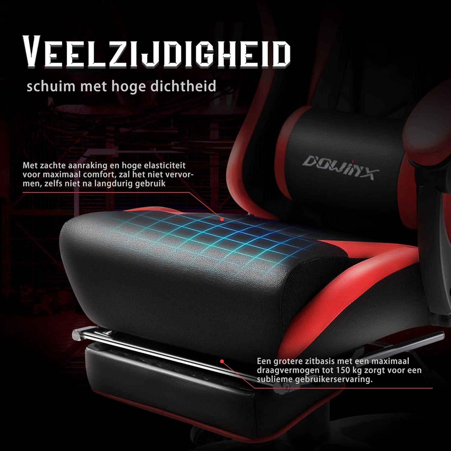 Dowinx Gaming Stuhl Ergonomischer PC Büro Lehnstuhl mit Massage Lordosenstütze