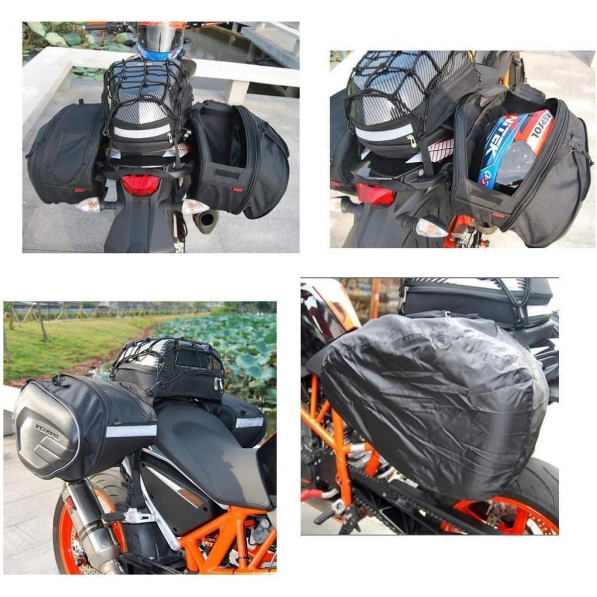 Motorrad Seitentasche 36-58L mit Regenbedeckung