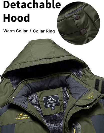 Herren Winter Fleecejacke Warm Gefüttert Outdoor Jacke S Armeegrün