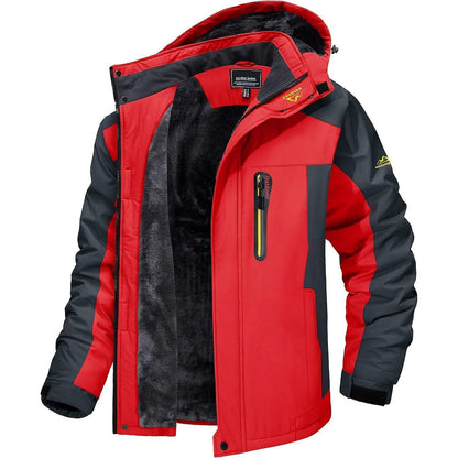 Herren Fleecejacke Winter Warm Gefüttert Skijacke Rot M