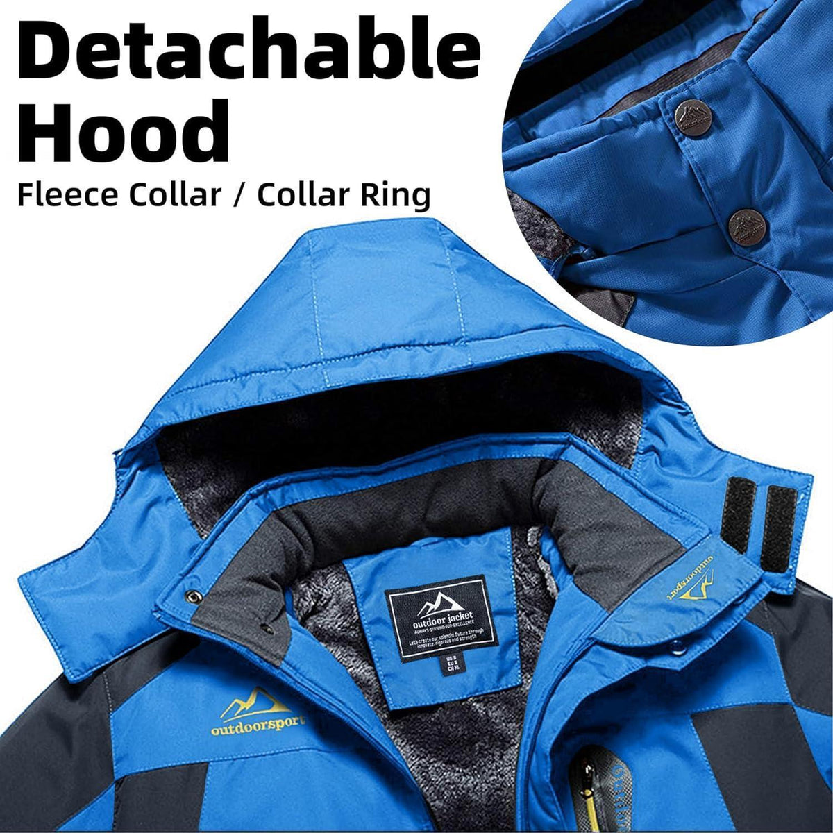 Herren Fleecejacke Winter Warm Gefüttert Skijacke Blau