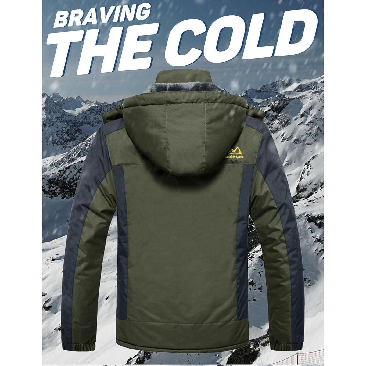 Herren Fleecejacke Winter Warm Gefüttert Skijacke Outdoor Grün XL