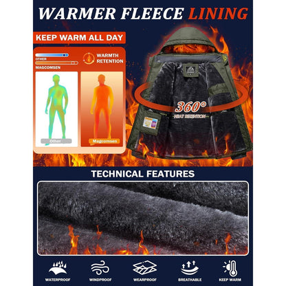 Herren Fleecejacke Winter Warm Gefüttert Skijacke Outdoor Grün XL