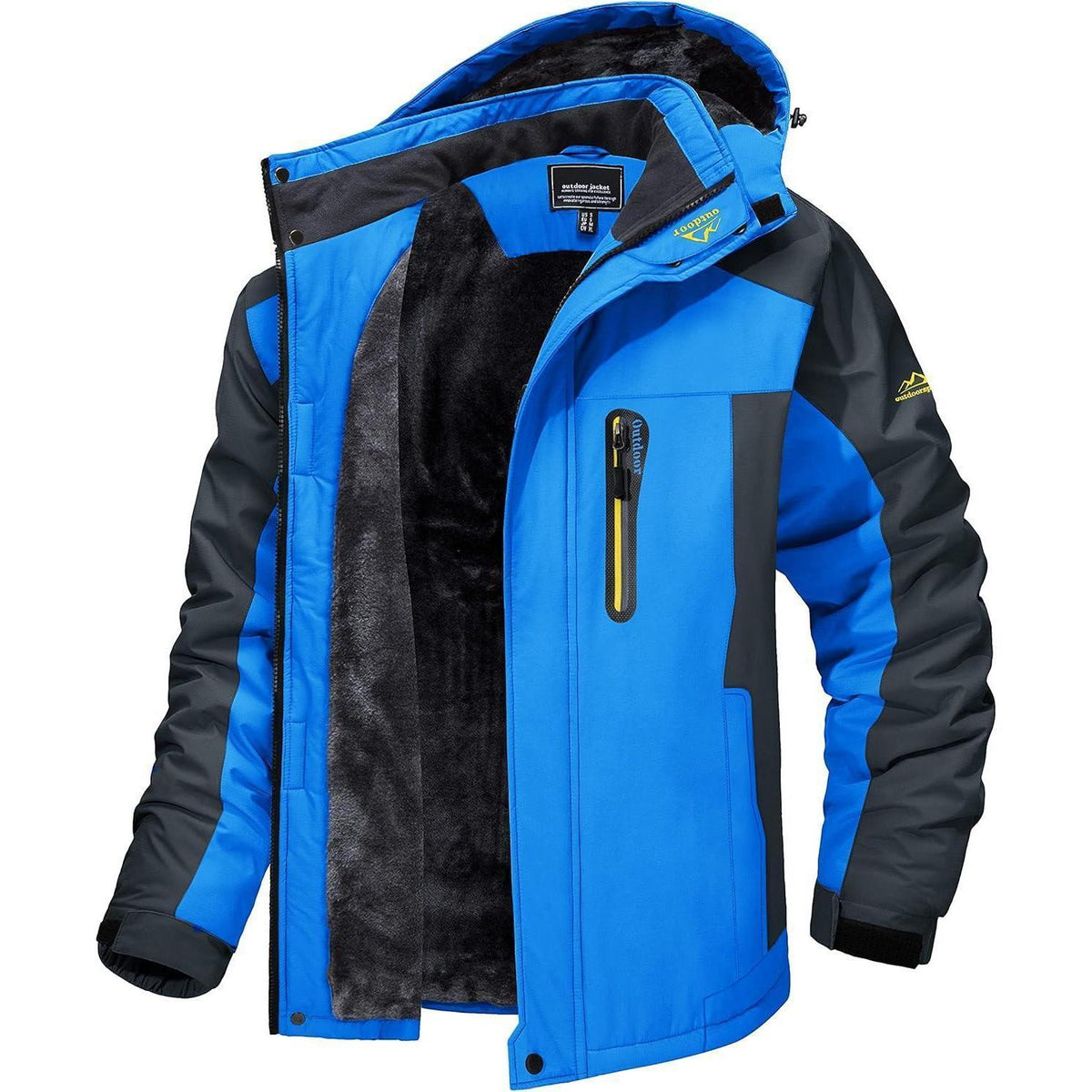 Herren Winterjacke warm gefüttert wasserdicht abnehmbare Kapuze Blau L