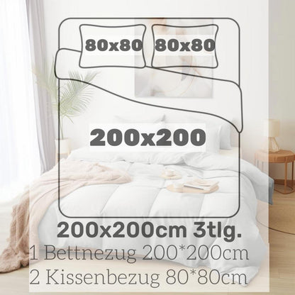 AYSW Bettwäsche Microfaser 200x200cm Beige 2x80x80cm