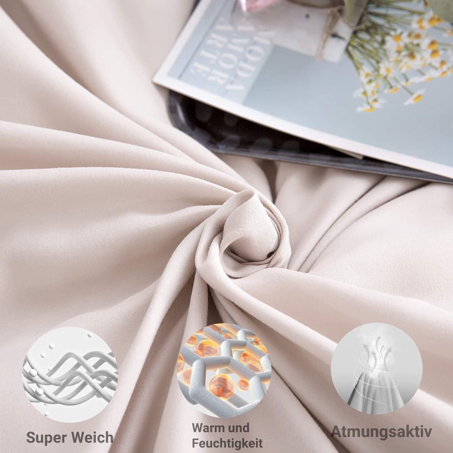 Bettwäsche Microfaser gebürstet 200x200cm 2tlg Beige