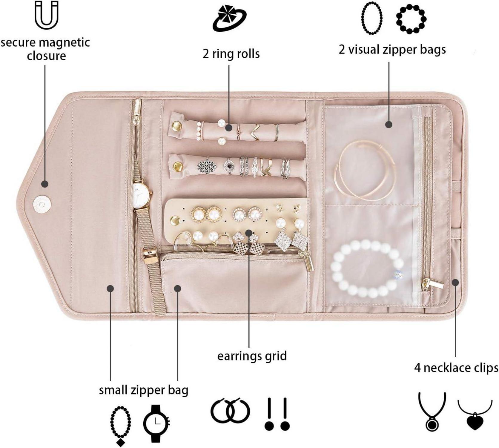 Schmuck Organizer Tasche für Reise Aufbewahrung Ringe Ohrringe