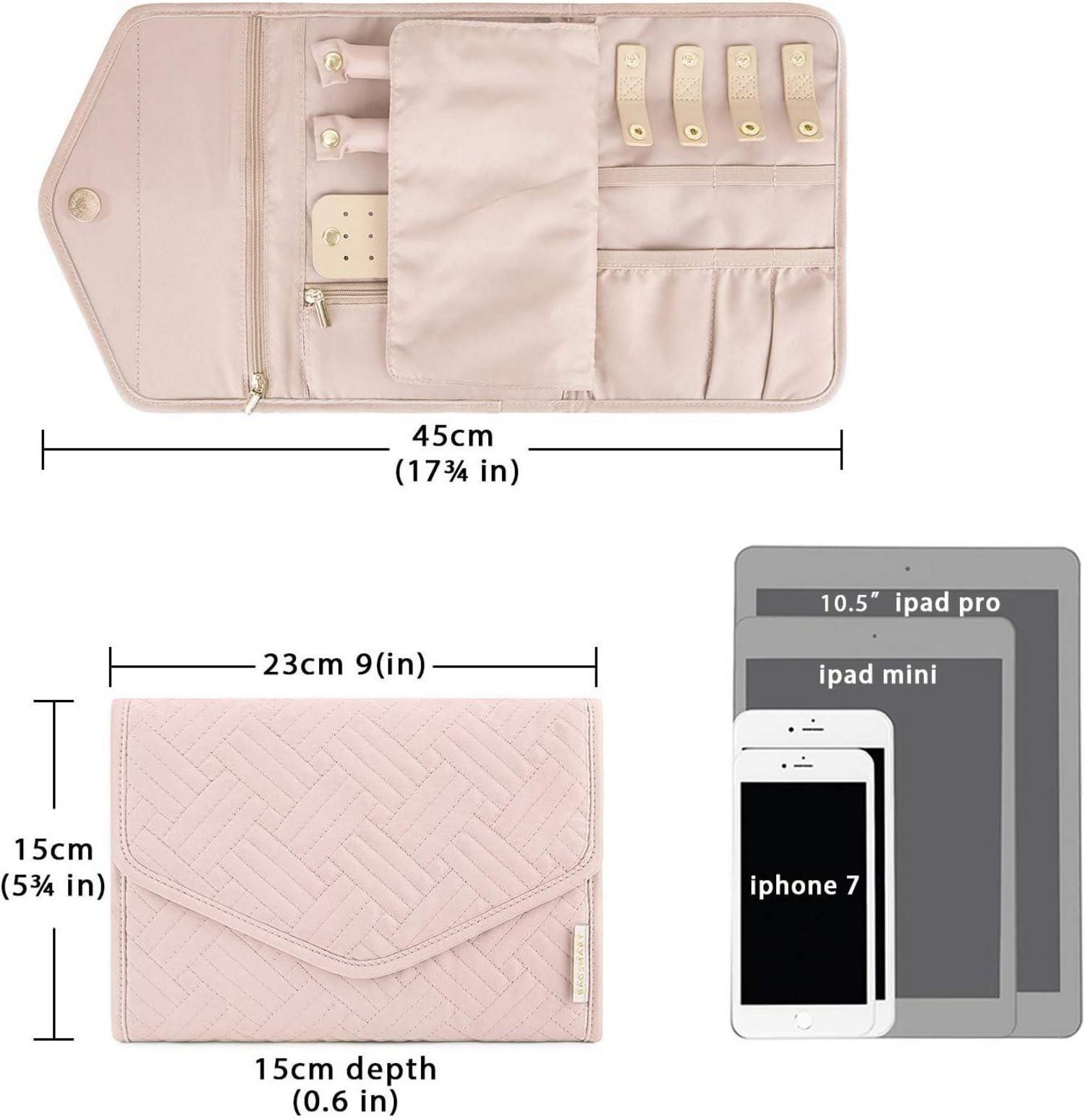Schmuck Organizer Tasche Rosa für Reise - Platz für Ringe, Ohrringe, Halsketten & Uhren