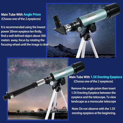 Kinder Teleskop Astronomisches Set 360/50mm Refraktor Stativ