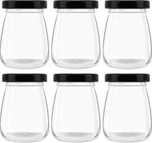 6er Pack klare Glasflaschen mit schwarzen Deckeln, 100ml