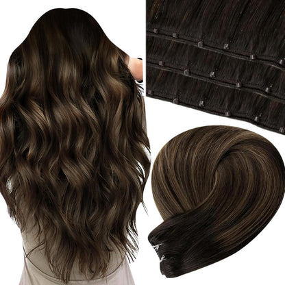 Echthaar Tressen Braun Balayage – Remy Micro Tressen 55cm