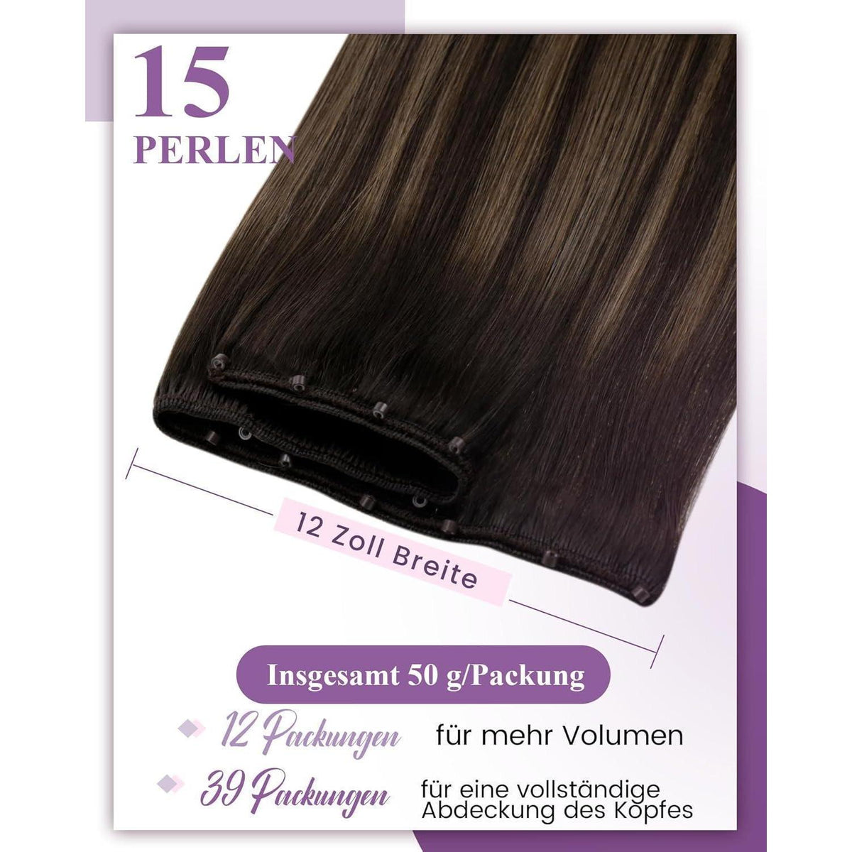 Echthaar Tressen Braun Balayage – Remy Micro Tressen 55cm
