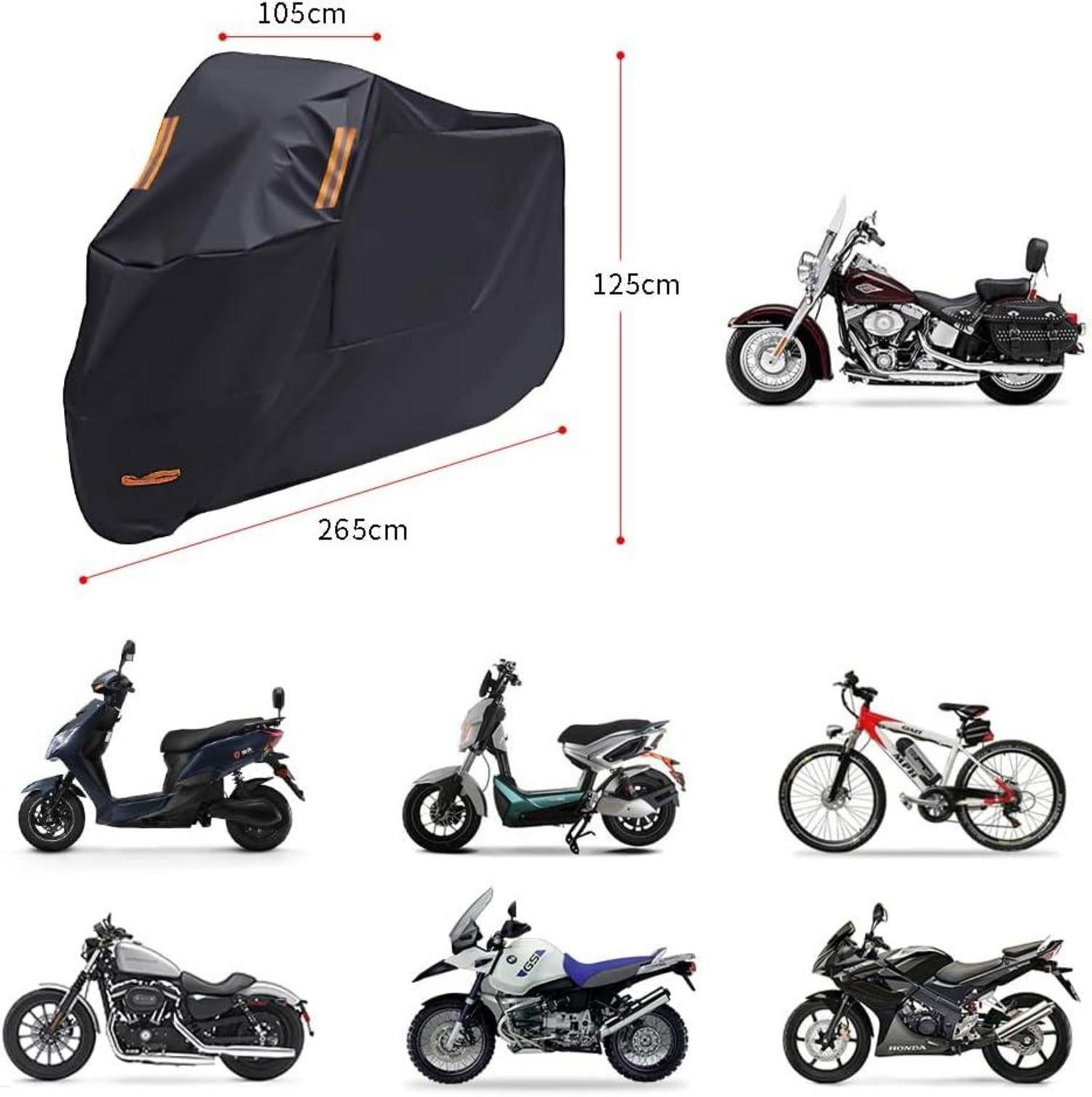 Wasserdichte Motorradabdeckung XXL 210D Oxford Stoff für Harley Yamaha Suzuki