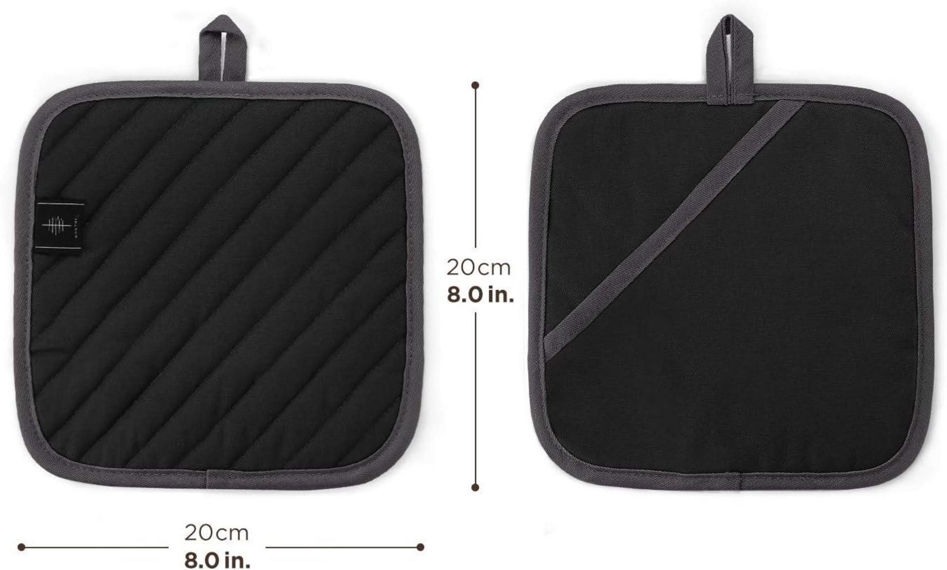 Topflappen Schwarz 20CM Waschbare Schutzlappen für Backen