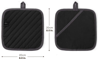 Topflappen Schwarz 20CM Waschbare Schutzlappen für Backen