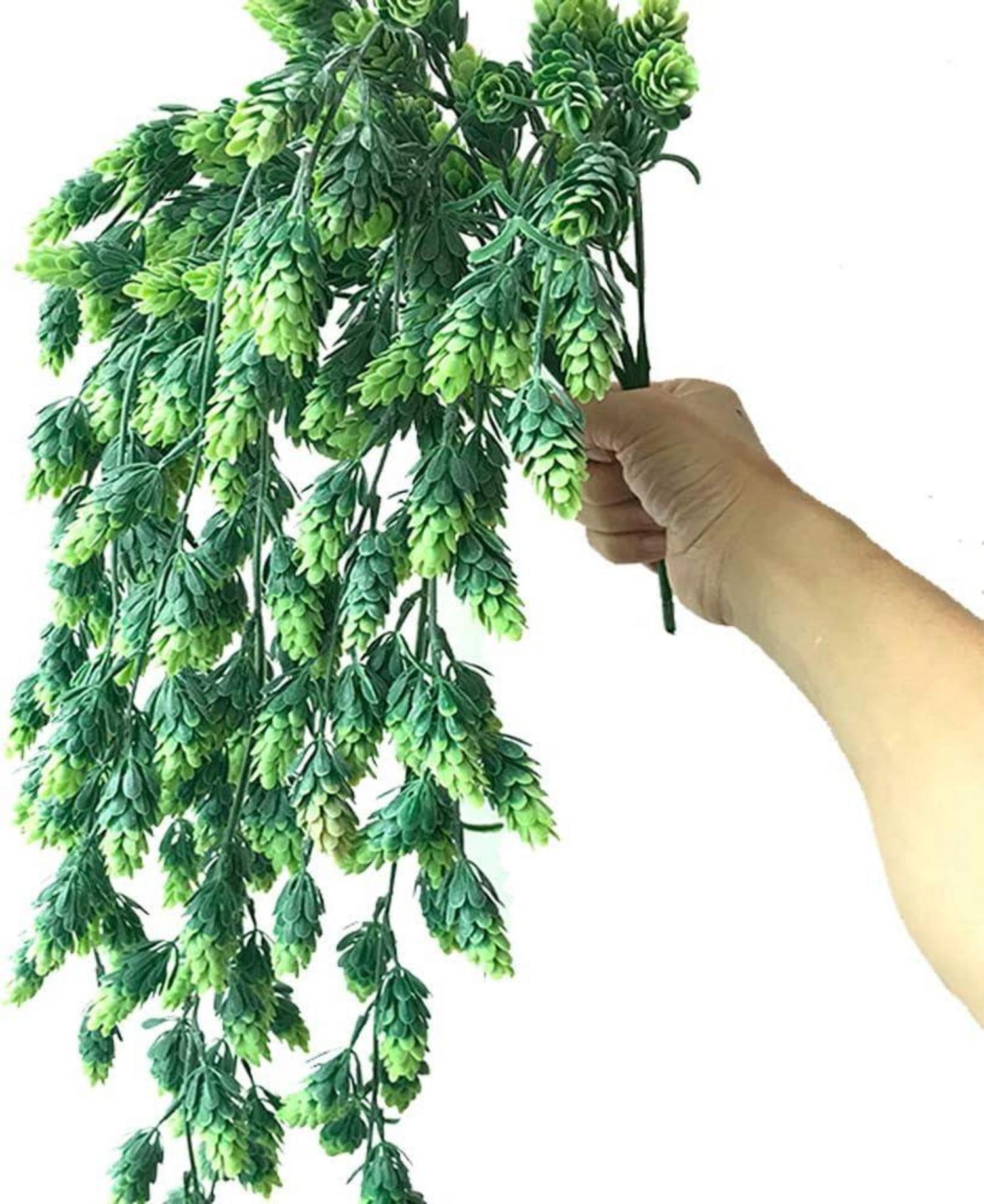 Künstlicher Hopfen Blume Vine Garland 3er Set Mattgrün 80 cm