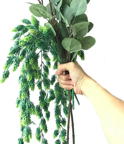 Künstliche Hopfen Blume Vine Garland Set 3 Mattgrün 80cm