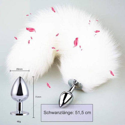Analplug Edelstahl mit Fuchsschwanz Ø25mm weiß Erotik