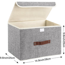 Faltbare Aufbewahrungsbox mit Deckel Stoff Grau 38x25x25 cm