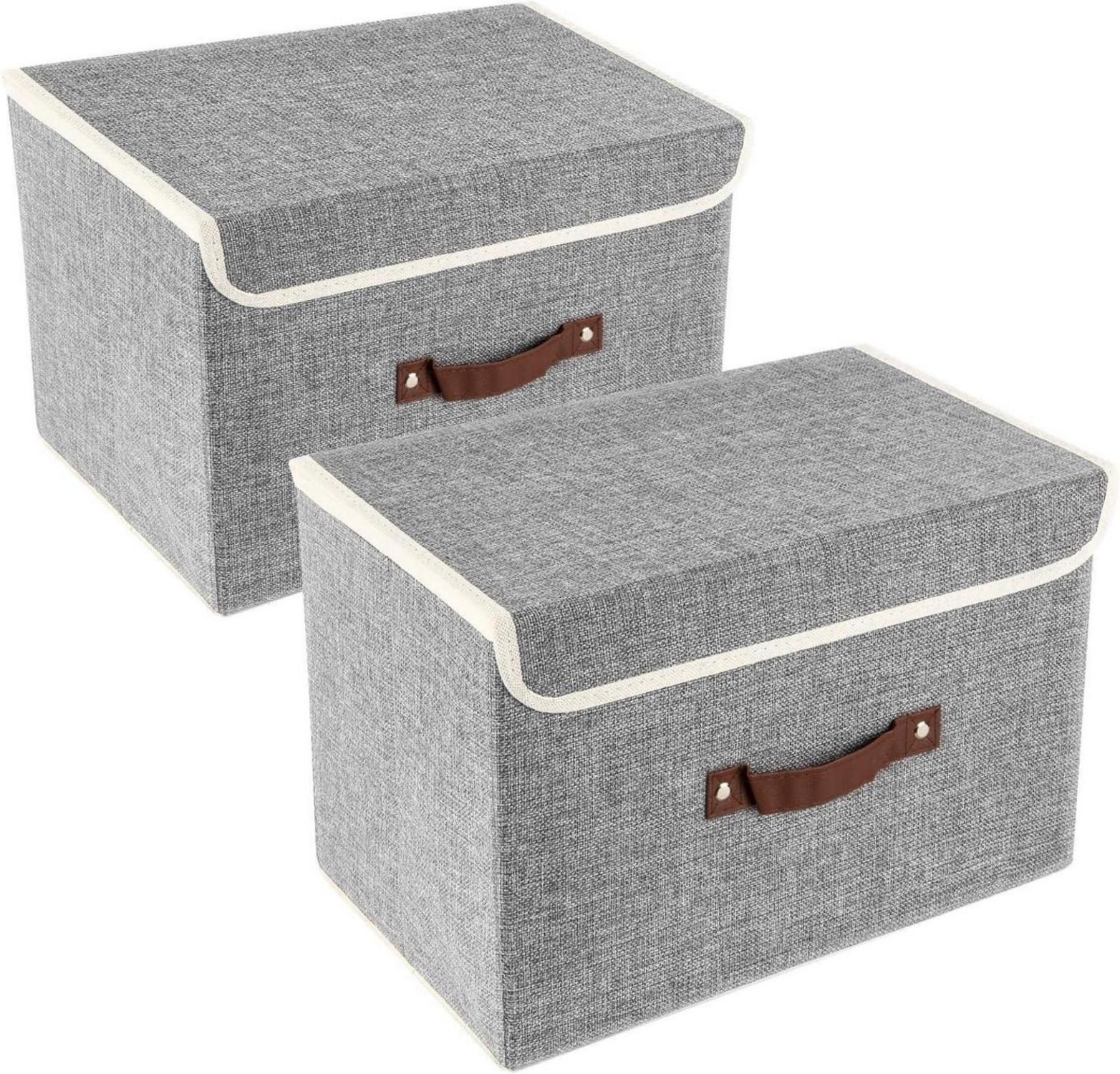 Faltbare Aufbewahrungsbox mit Deckel Stoff 38x25x25 cm 2-Stück Grau