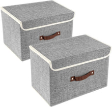 Faltbare Aufbewahrungsbox mit Deckel Stoff 38x25x25 cm 2-Stück Grau