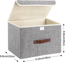 Faltbare Aufbewahrungsbox mit Deckel Stoff Grau 38x25x25 cm