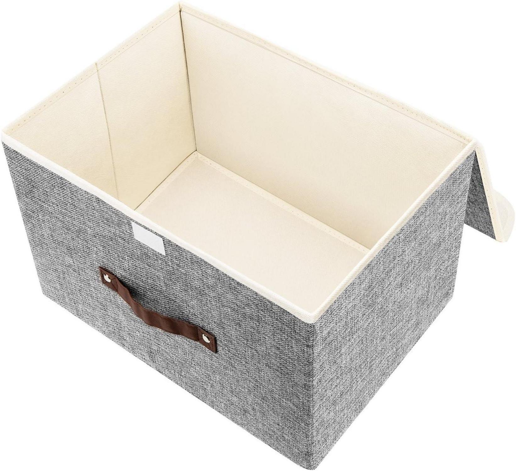 Faltbare Aufbewahrungsbox mit Deckel Stoff 38x25x25 cm 2-Stück Grau