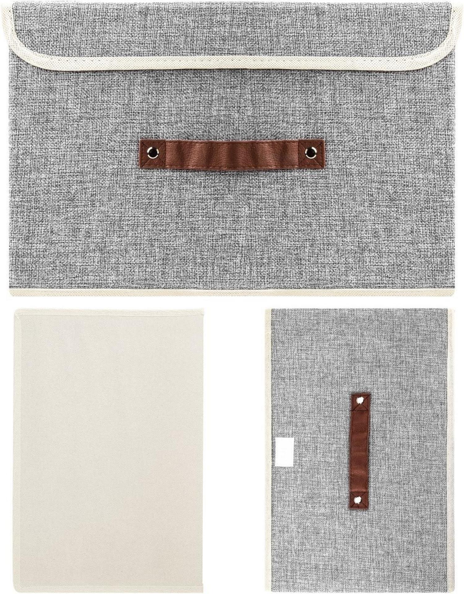 Aufbewahrungsbox mit Deckel Stoff Waschbar Kisten 38x25x25 cm 2er Set Grau