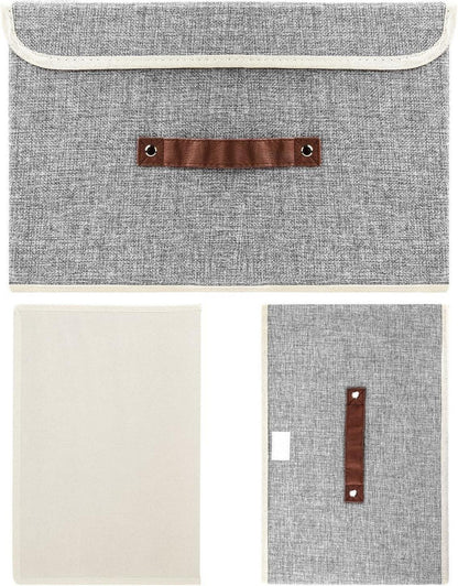 Aufbewahrungsbox mit Deckel Stoff Waschbar Kisten 38x25x25 cm 2er Set Grau