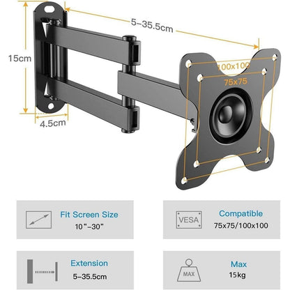 Schwenkbare TV Wandhalterung für 10-30 Zoll Fernseher bis