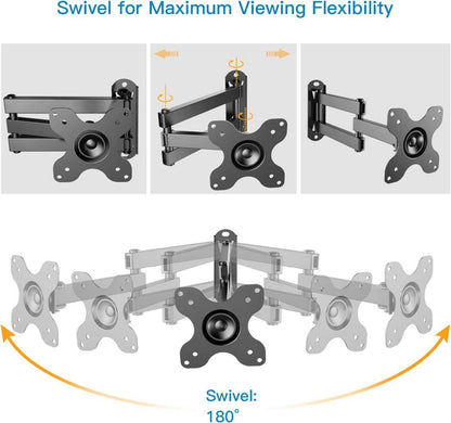 PERLESMITH TV Wandhalterung 10-30 Zoll schwenkbar neigbar bis 15Kg VESA 100x100mm