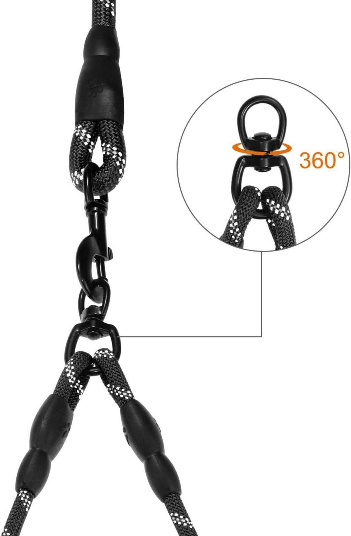 Doppelte Hundeleine Reflektierend Schwarz 75cm (1er