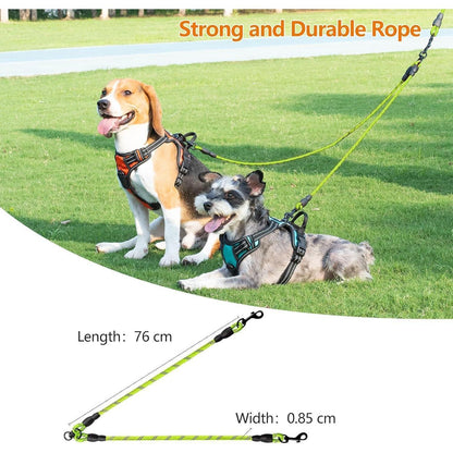 Doppelte Hundeleine Grün 75cm - Reflektierend & Verwicklungsfrei