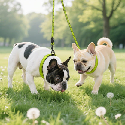 Doppelte Hundeleine Grün 75cm - Reflektierend & Verwicklungsfrei