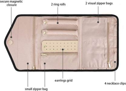 Schmuck Organizer Tasche für Ringe Ohrringe Halsketten Uhren Black