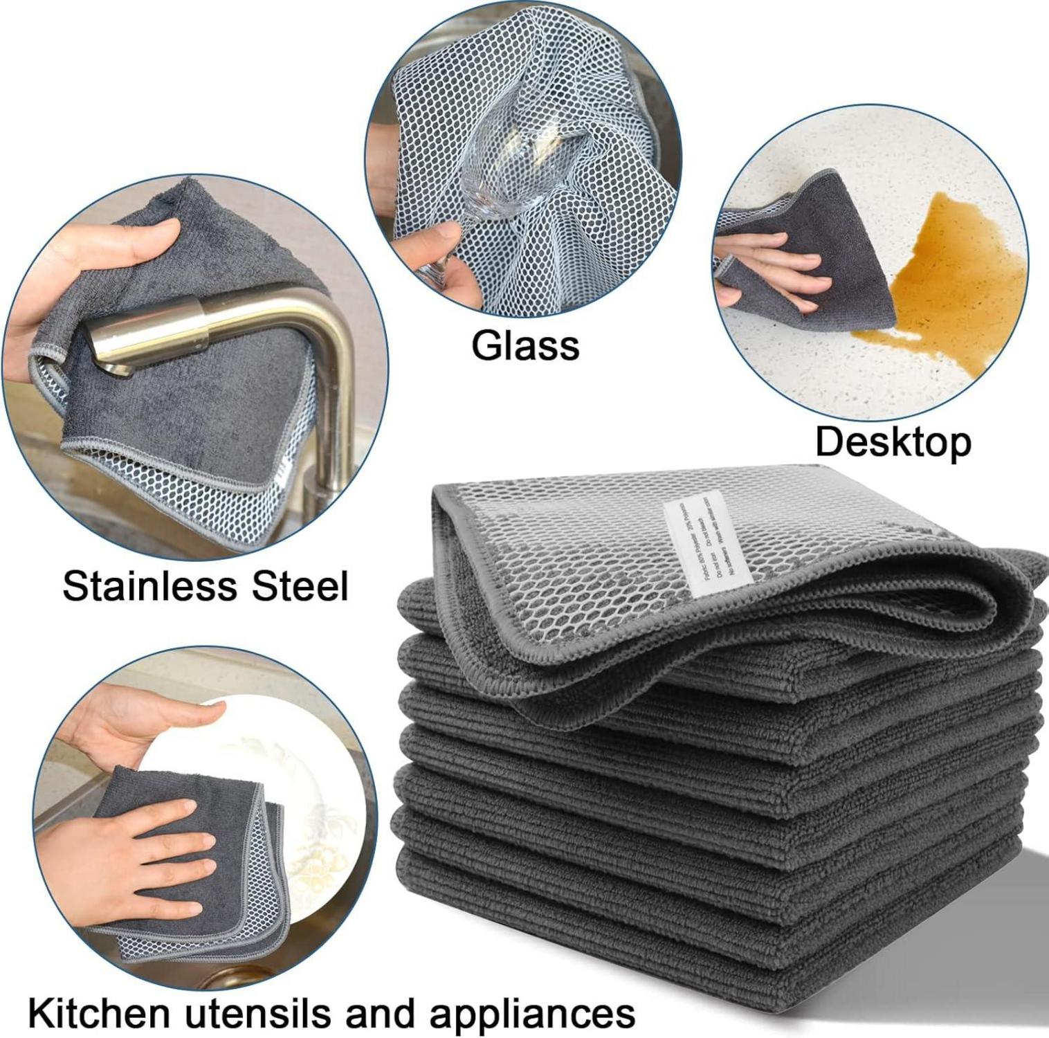 Microfaser Spültücher Set 8er Pack 30x30cm Poly-Mesh Grau