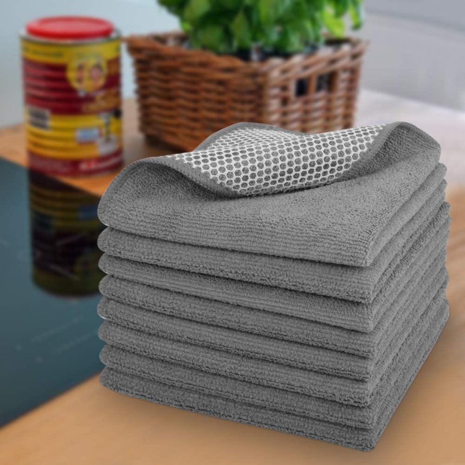 Microfaser Spültücher Spüllappen 8er Set 30x30cm Grau