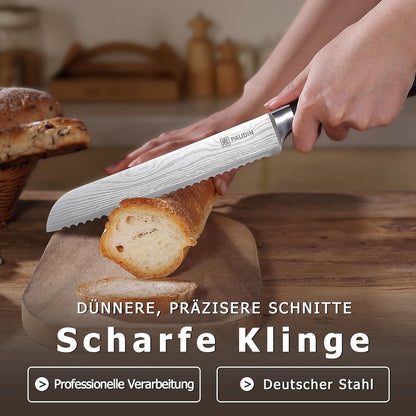 Brotmesser Profi 20 cm Edelstahl Küchenmesser Holz Griff